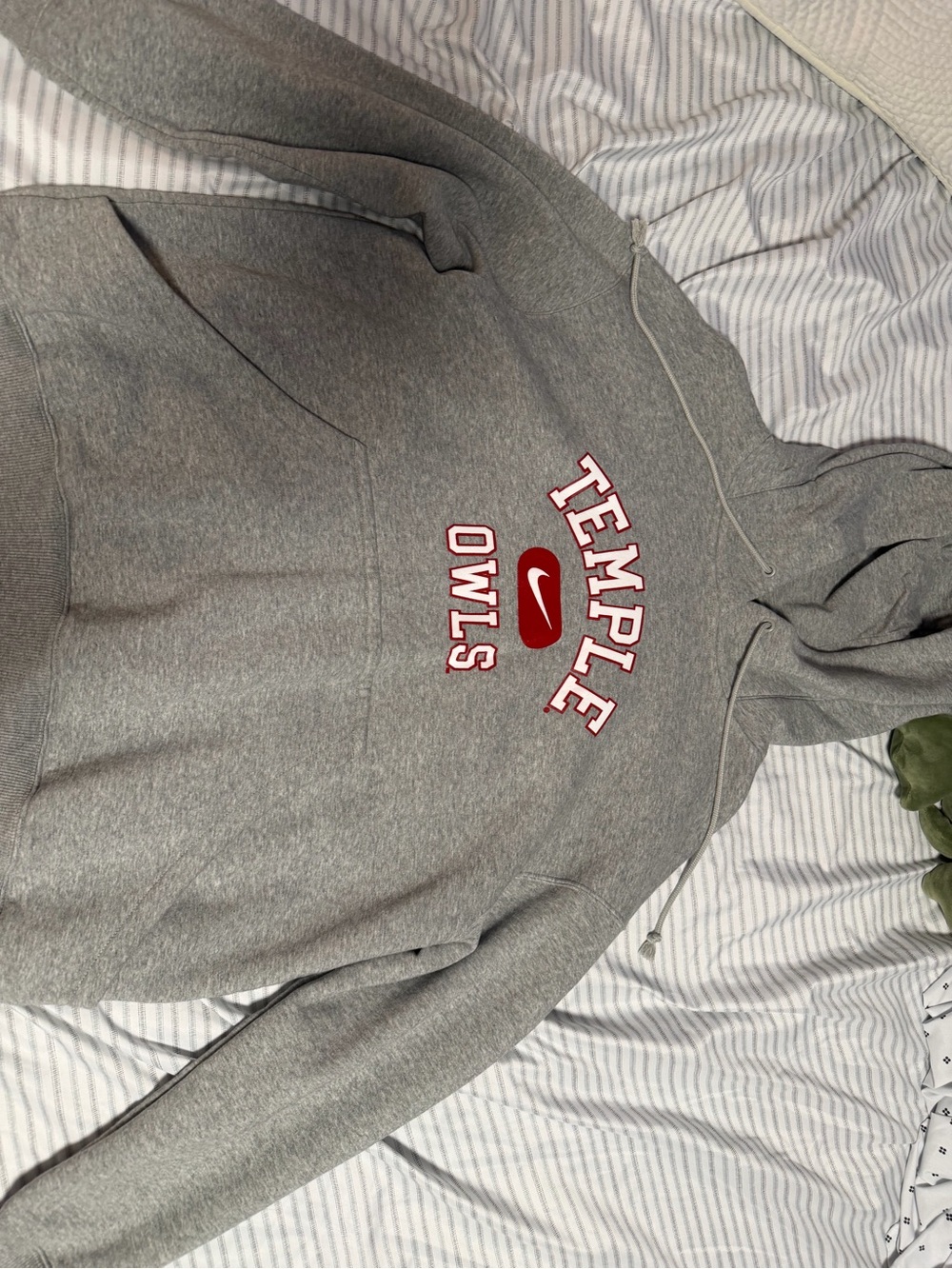 Nike Gray Temple Owls Crewneck Hoodie with Red Logo